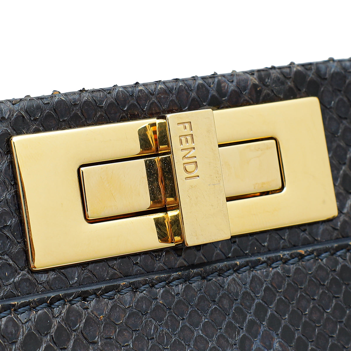 Fendi Blue Python Iconic Peekaboo Regular Bag