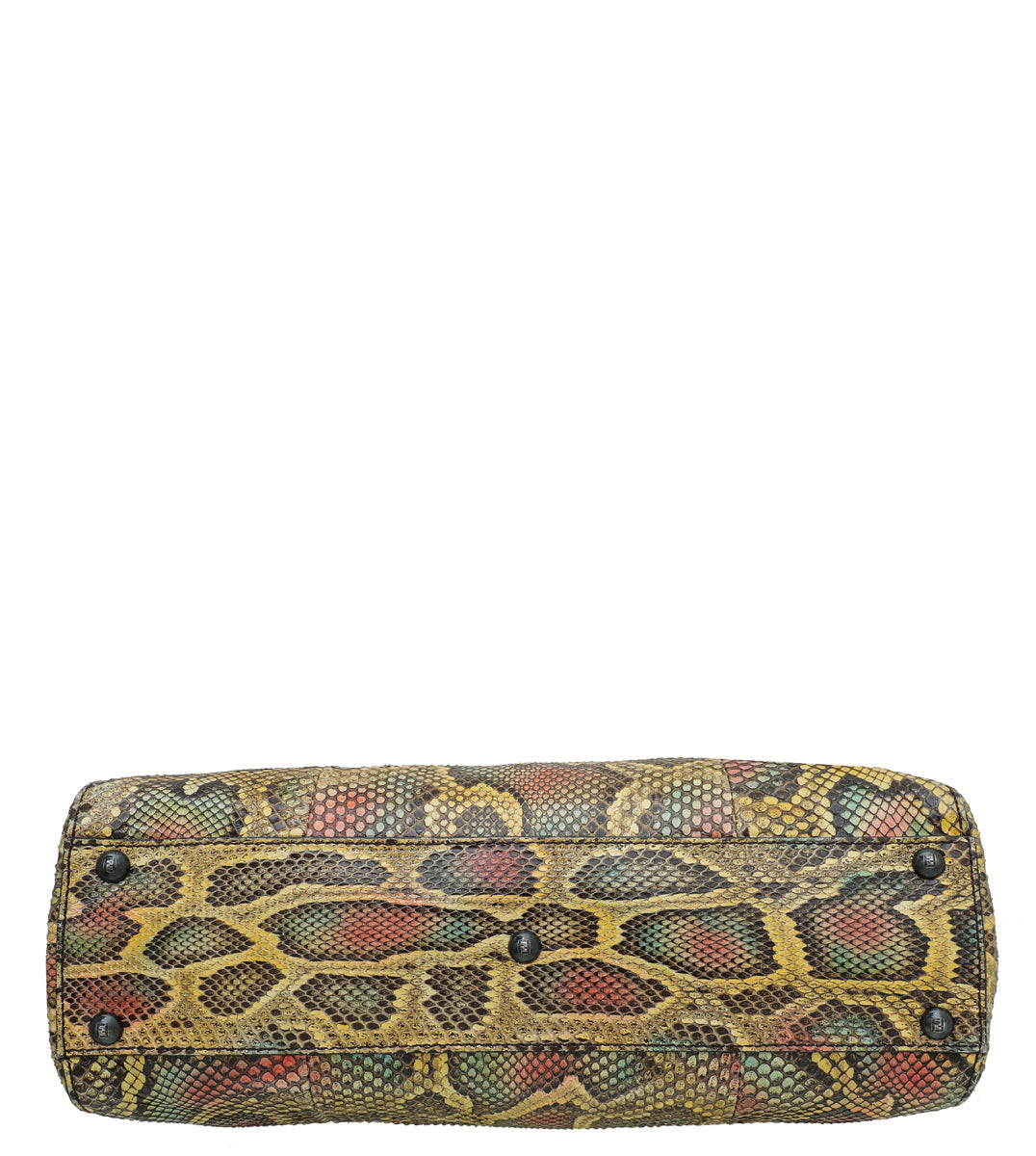 Fendi Yellow Multicolor Python Peekaboo Regular Bag