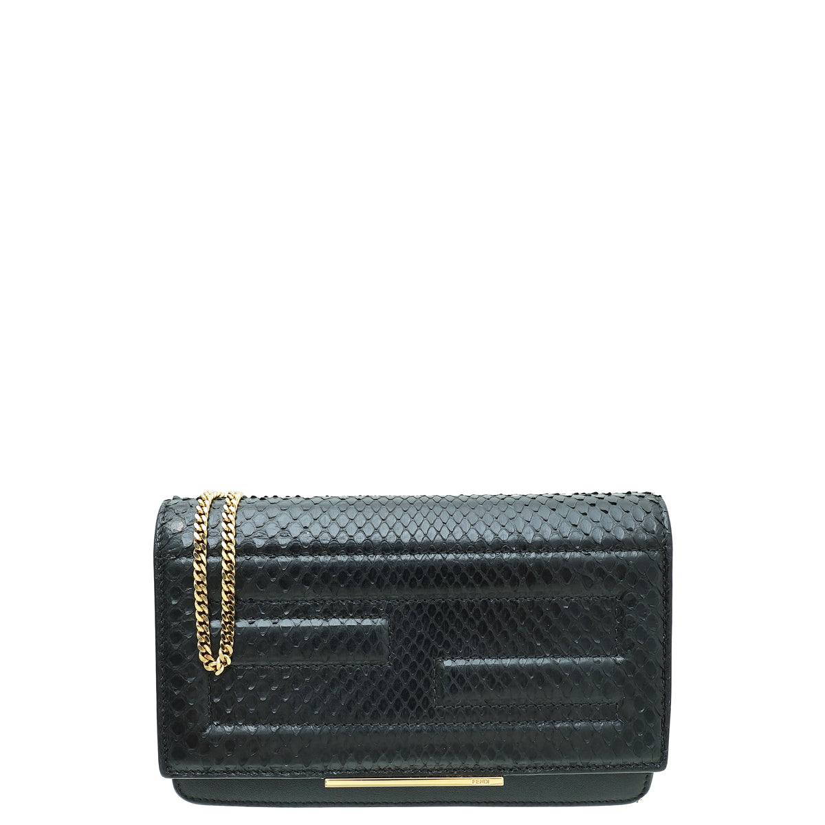 Fendi Black Tube Python Wallet On Chain