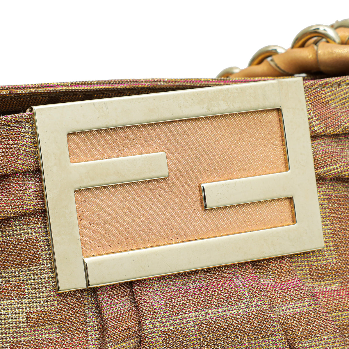 Fendi Metallic Gold Pink Zucca Tote Small Bag