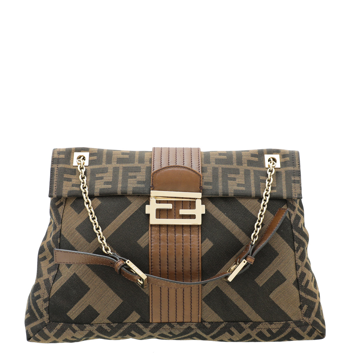 Fendi Tobacco Zucca Baguette Maxi Flap Bag