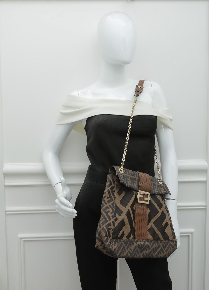 Fendi Tobacco Zucca Baguette Maxi Flap Bag