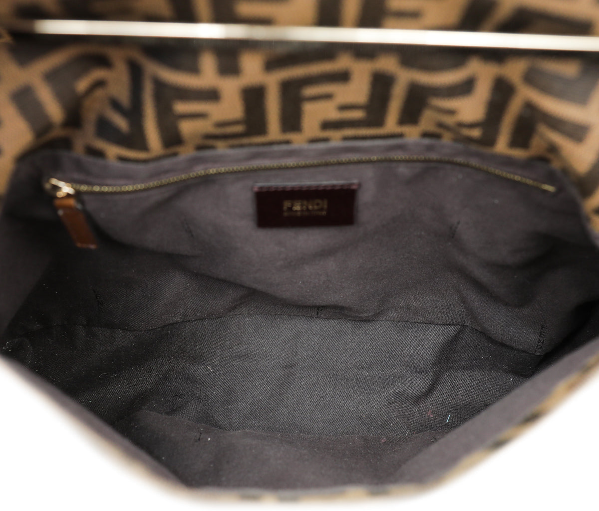 Fendi Tobacco Zucca Baguette Maxi Flap Bag