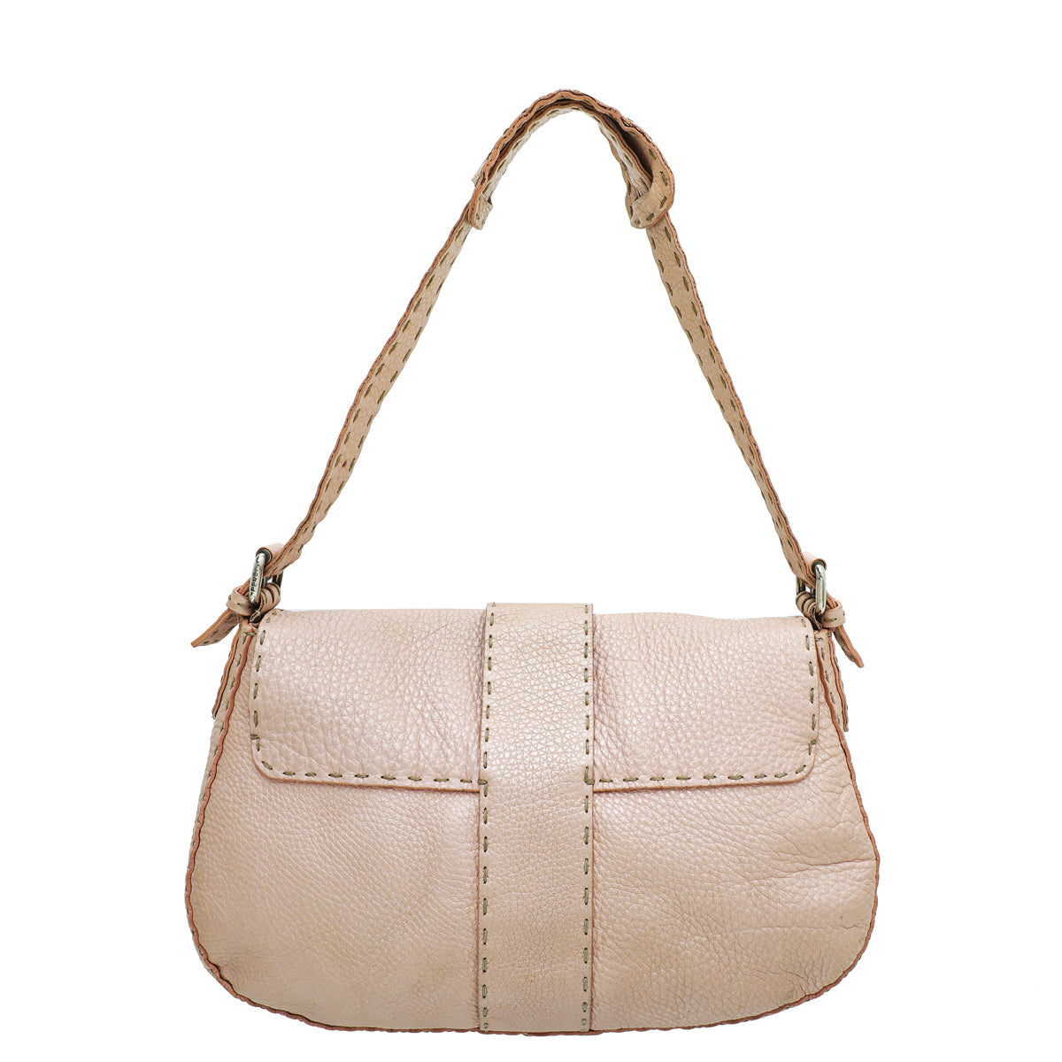 Fendi Metallic Light Pink Selleria Flap Shoulder Bag