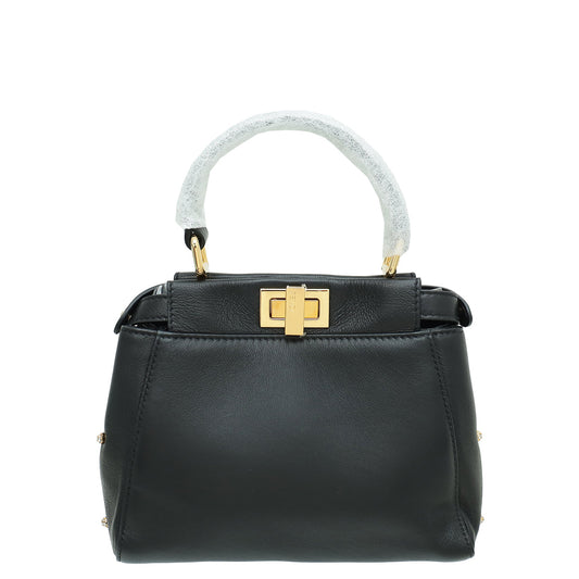 Fendi Black Peekaboo Iconic Crystal Studded XS Bag