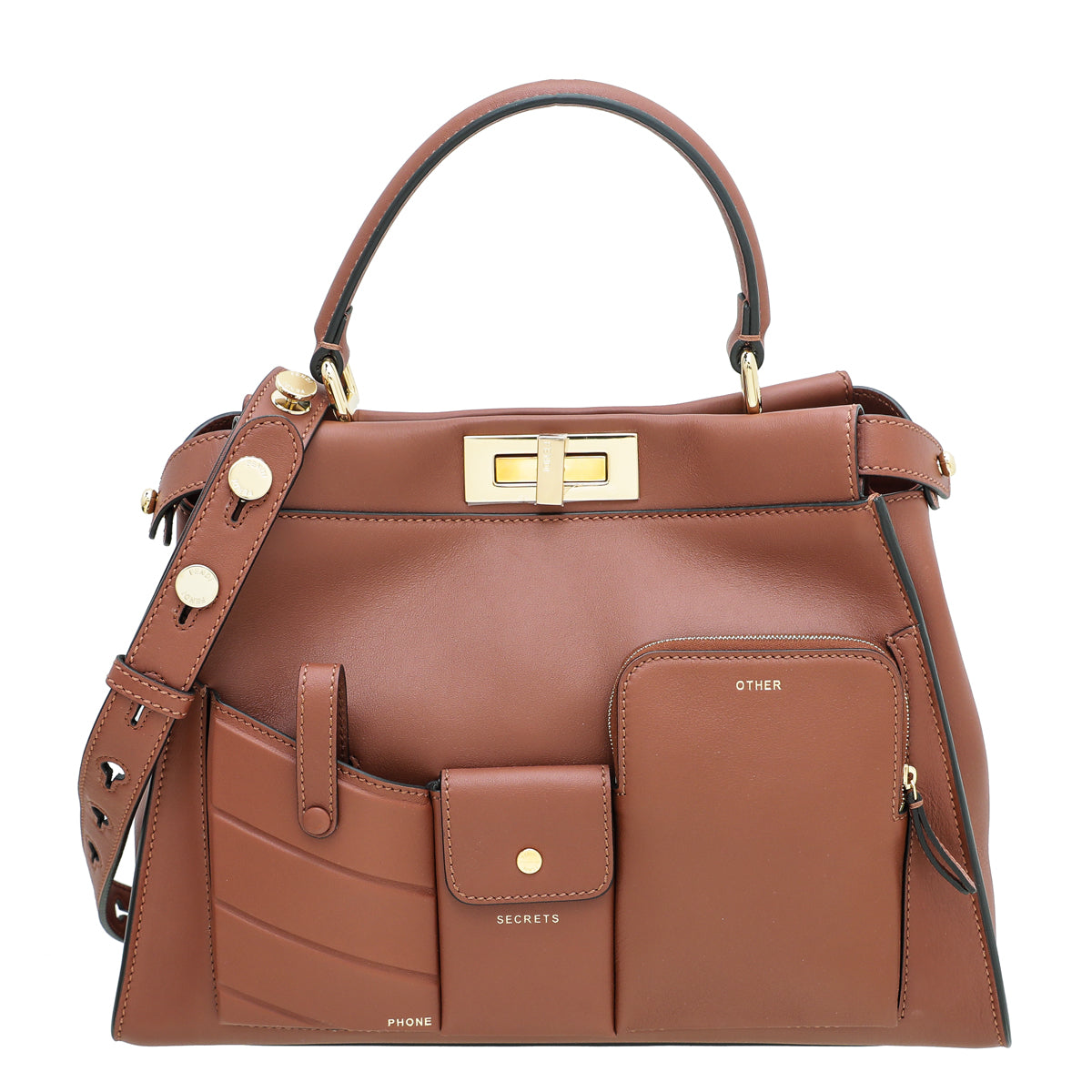 Fendi Brown 3 Pocket Peekaboo Iconic Satchel Medium Bag