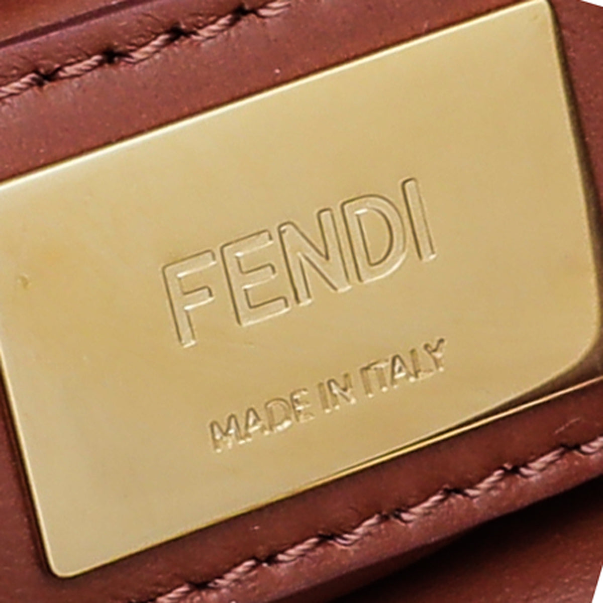 Fendi Brown 3 Pocket Peekaboo Iconic Satchel Medium Bag