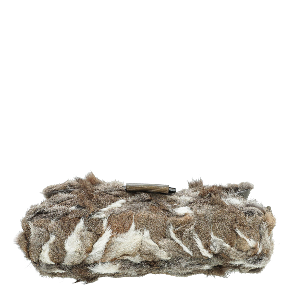 Fendi Brown Rabbit Fur Crystal Baguette Bag