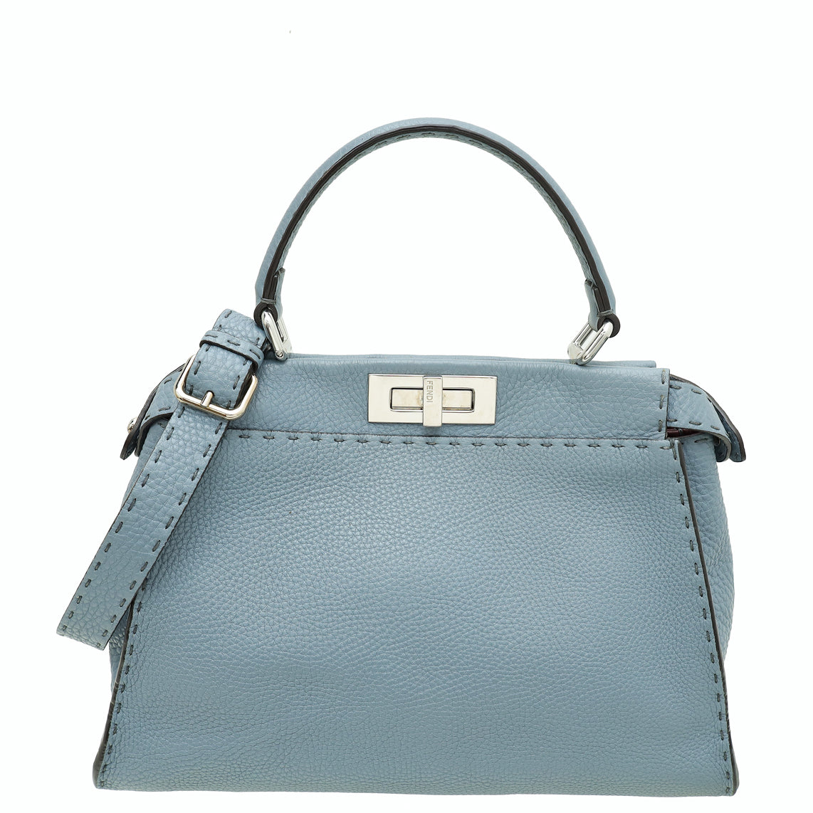 Fendi Blue Selleria Peekaboo Regular Bag