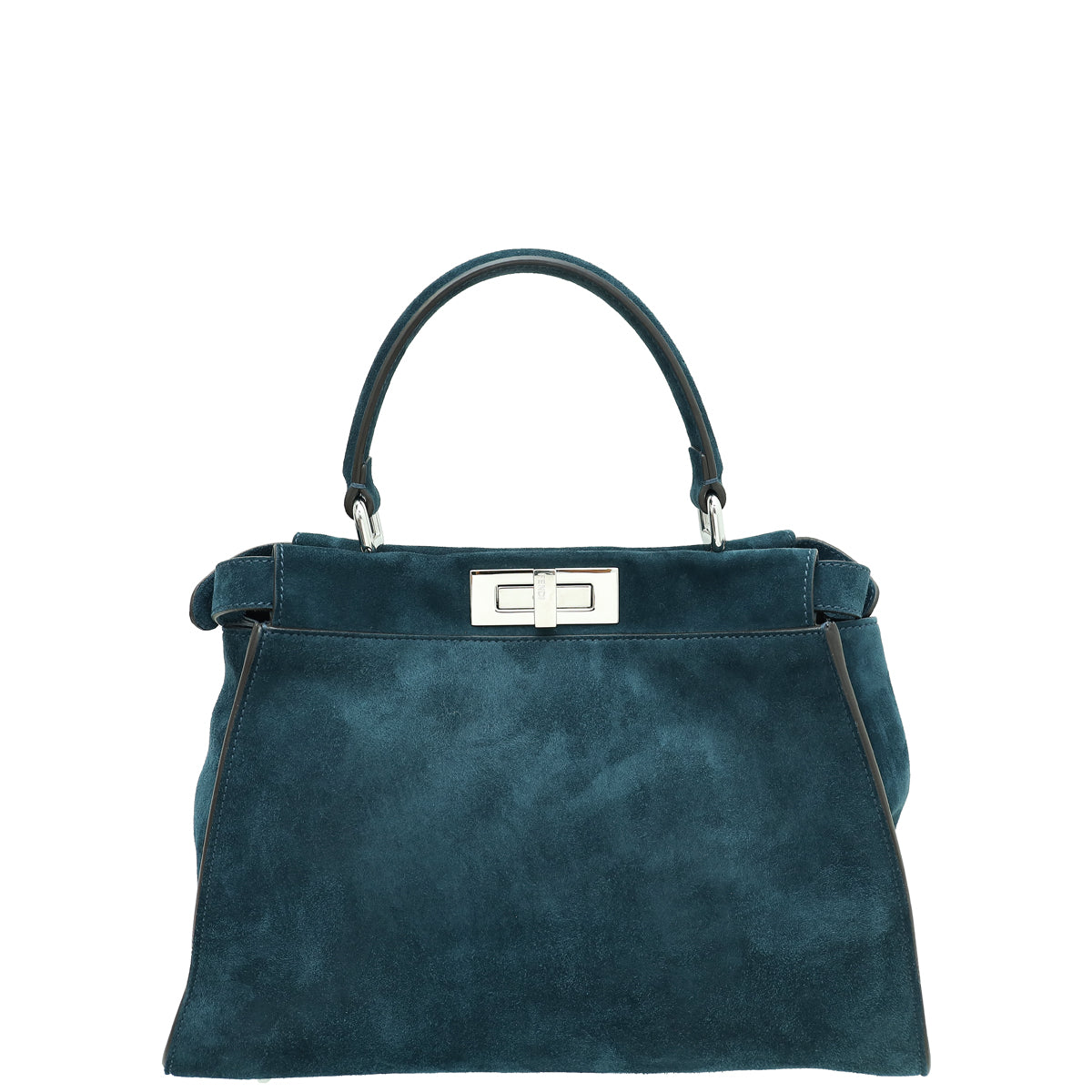 Fendi Teal 3 Pocket Peekaboo Suede Iconic Satchel Medium Bag