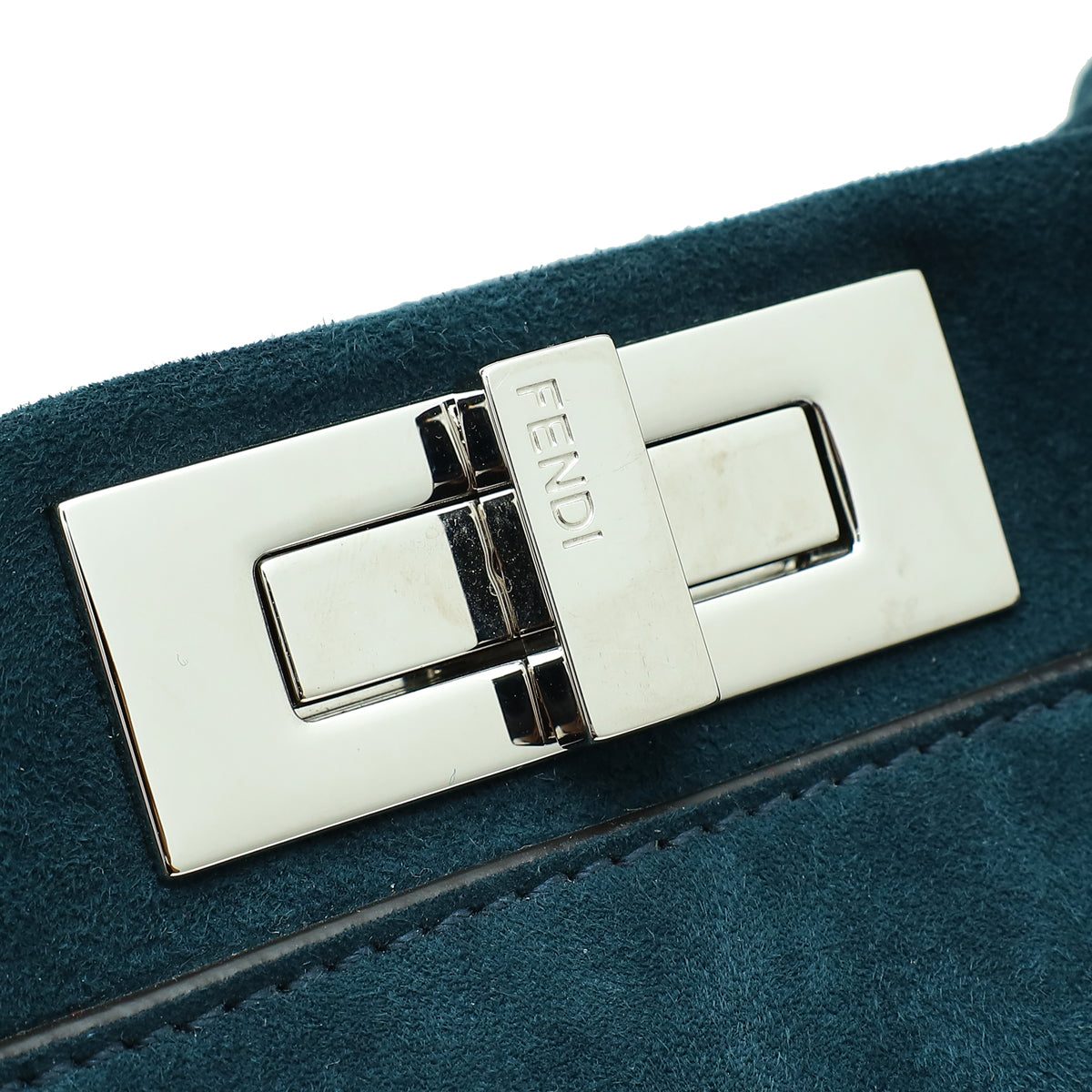 Fendi Teal 3 Pocket Peekaboo Suede Iconic Satchel Medium Bag