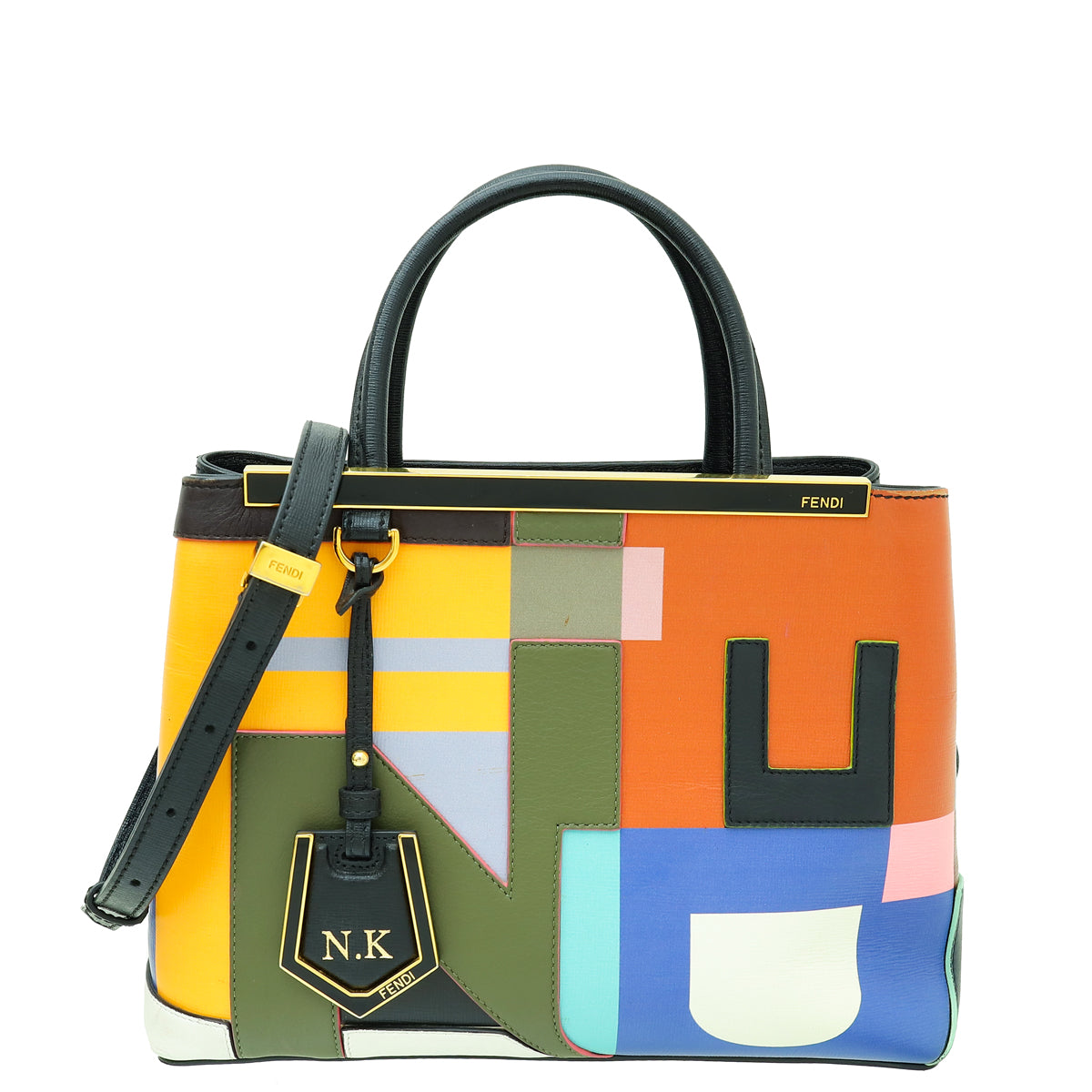 Fendi Black Multicolor 2 Jours Patchwork Petite Bag W/ N.K INITIAL