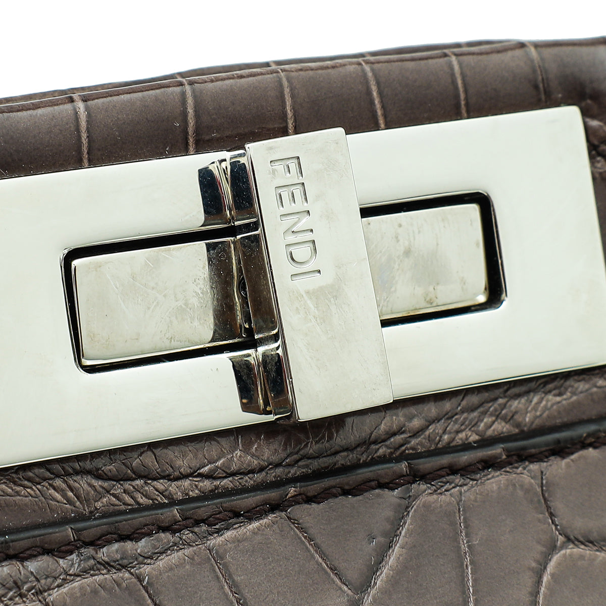 Fendi Brown Crocodile Peekaboo Regular Bag