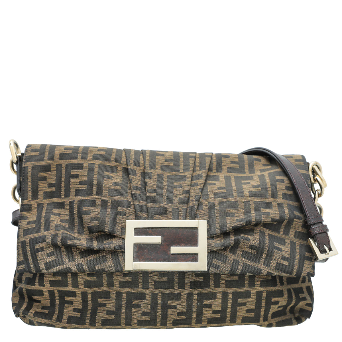 Fendi Tobacco Zucca Mia Flap Large Bag