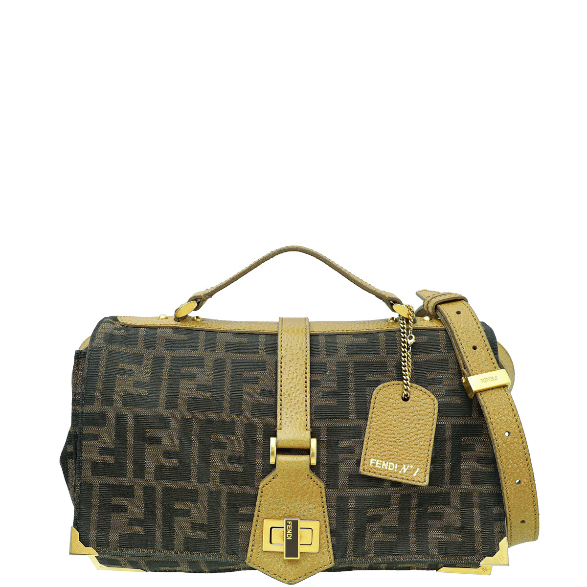 Fendi Tobacco Zucca Vitello Classico No.1 Satchel Bag