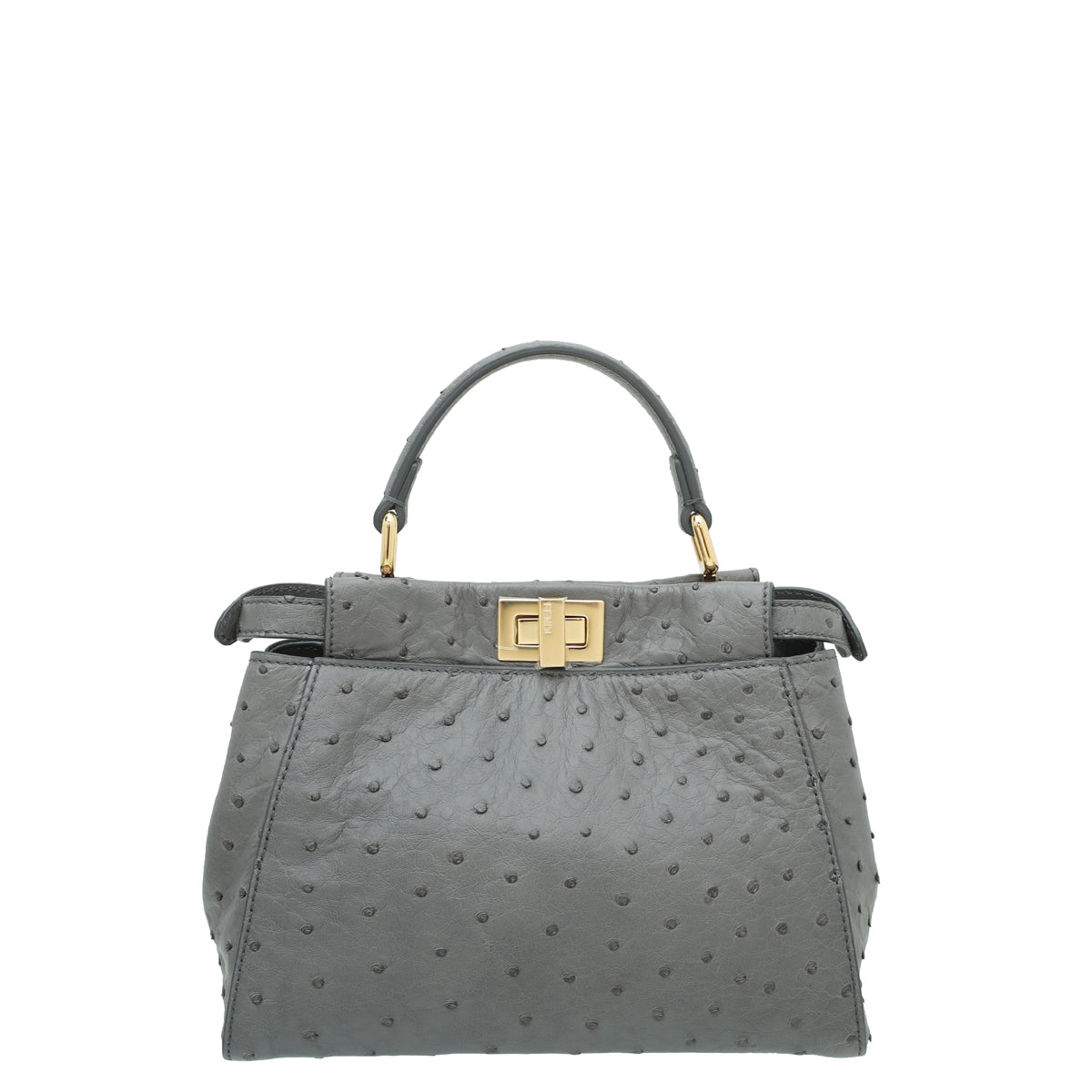 Fendi Grey Ostrich Peekaboo Mini Bag