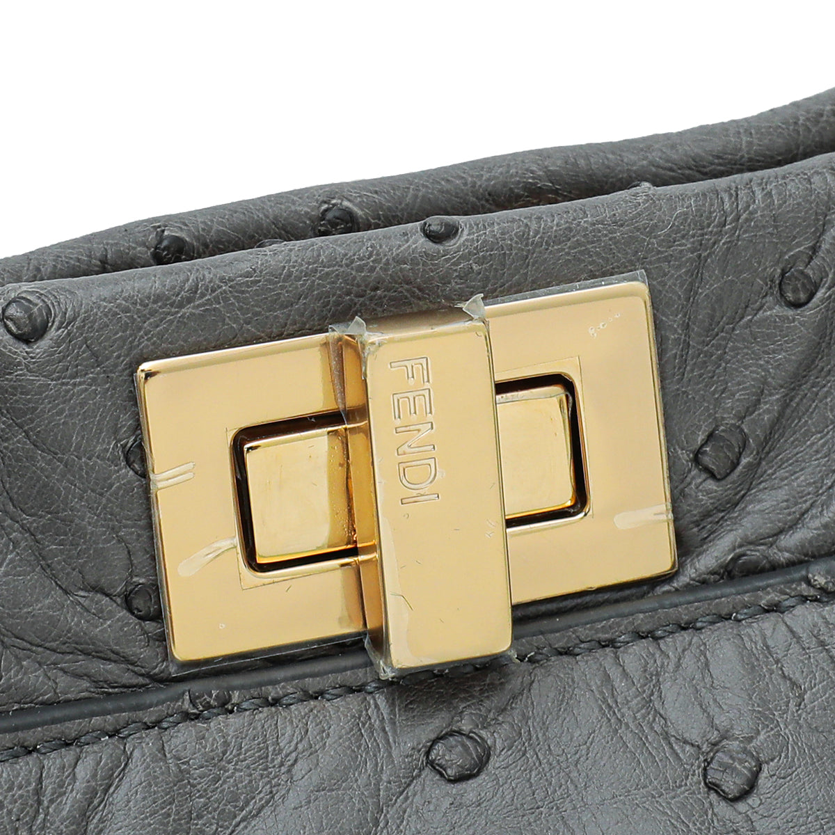 Fendi Grey Ostrich Peekaboo Mini Bag