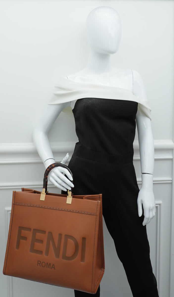 Fendi Brown Sunshine “FENDI ROMA” Shopper Medium Bag