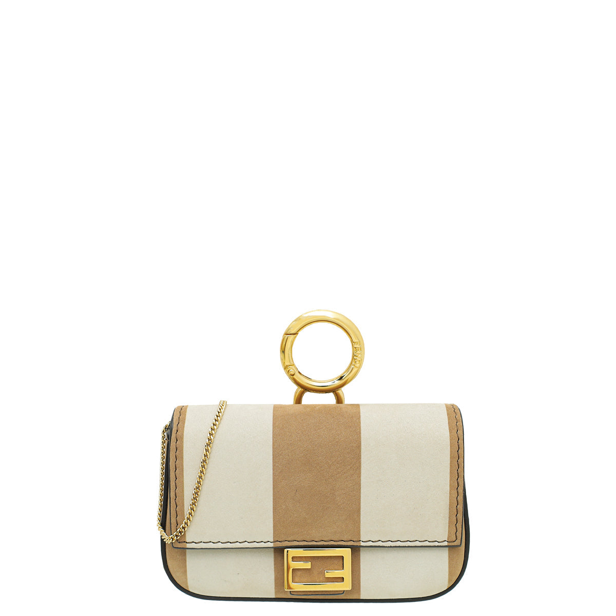 Fendi Beige Pequin Suede Nano Baguette Bag Charm