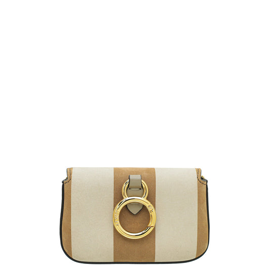 Fendi Beige Pequin Suede Nano Baguette Bag Charm