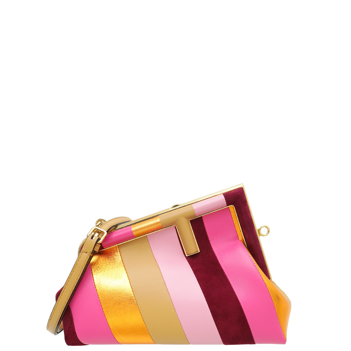 Fendi Multicolor First Small Nappa Suede Striped Inlay Bag