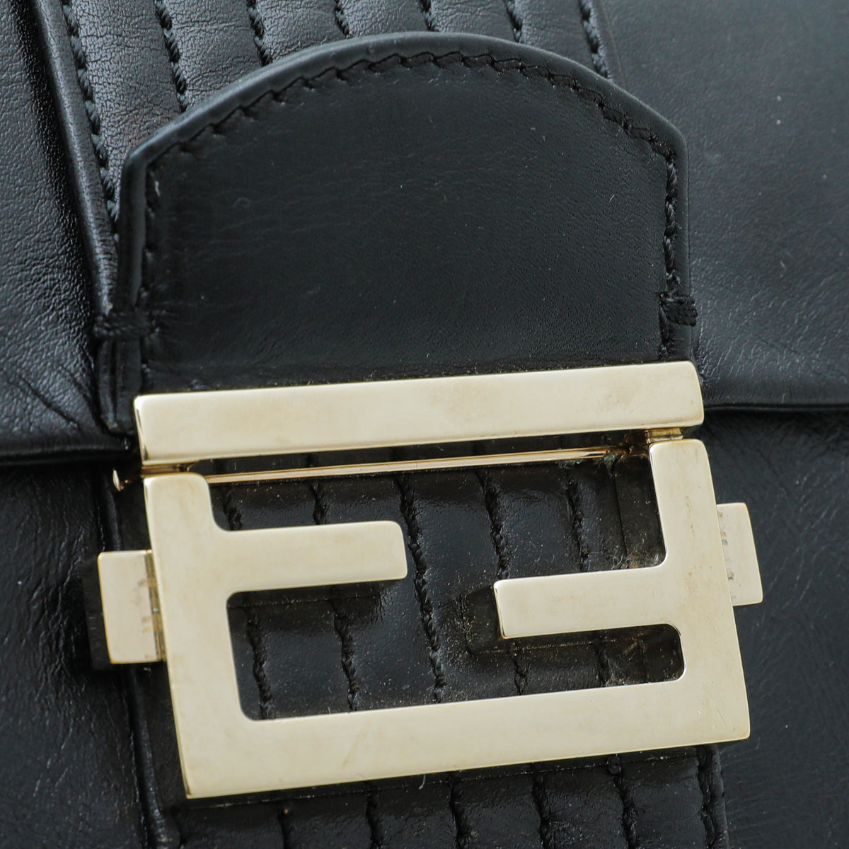 Fendi Black Baguette Flap Maxi Bag