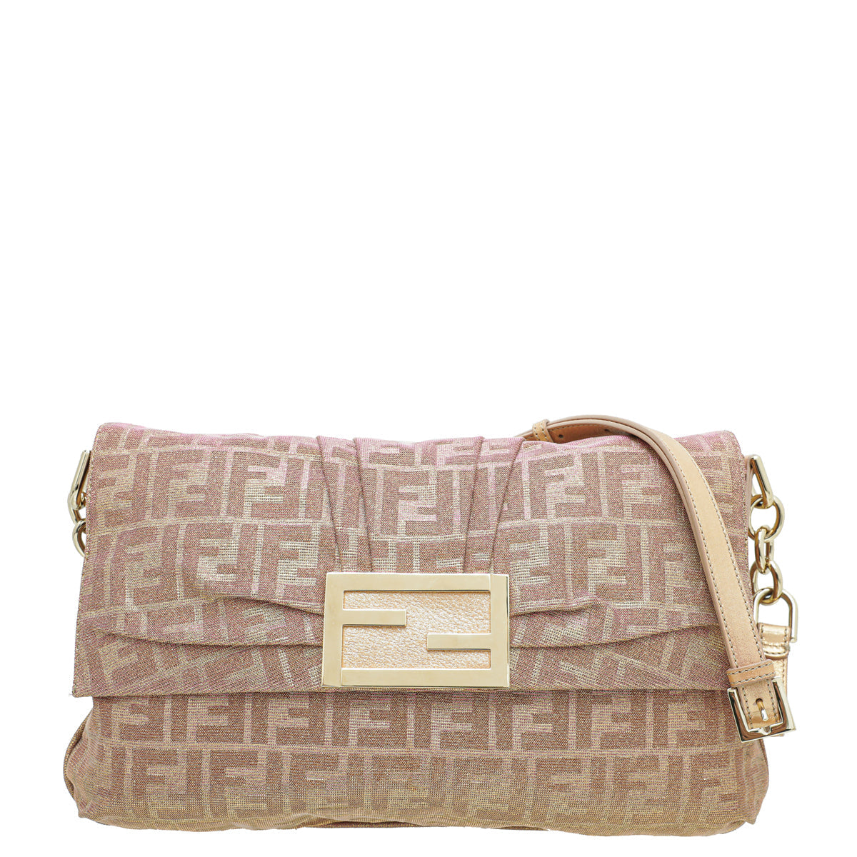 Fendi Glittered Pink Mia Flap Large Bag