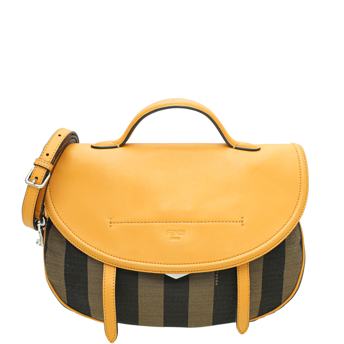 Fendi Bicolor Pequin Saddle Bag