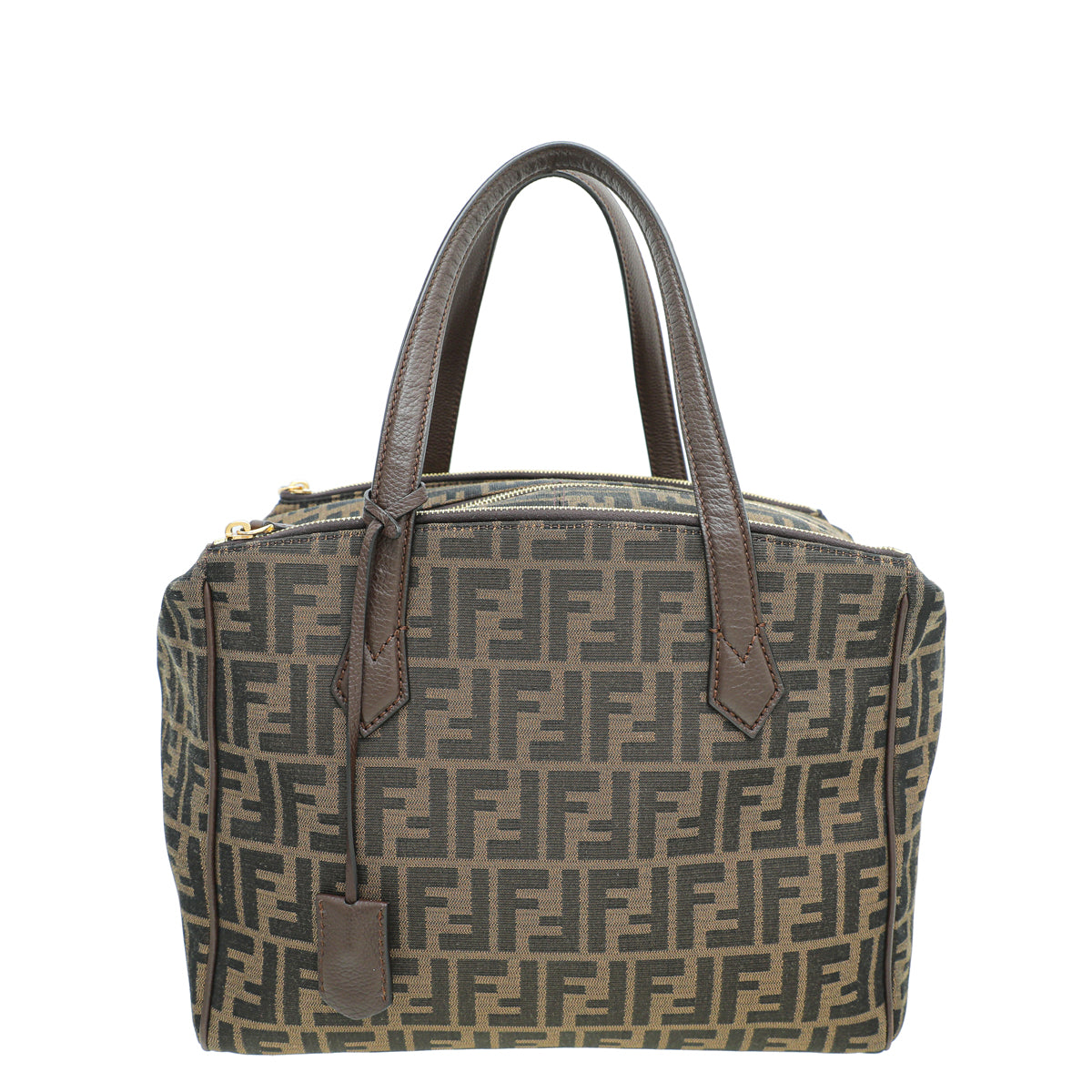 Fendi Tobacco Zucca Double Zip Tote Bag