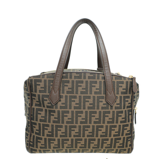 Fendi Tobacco Zucca Double Zip Tote Bag