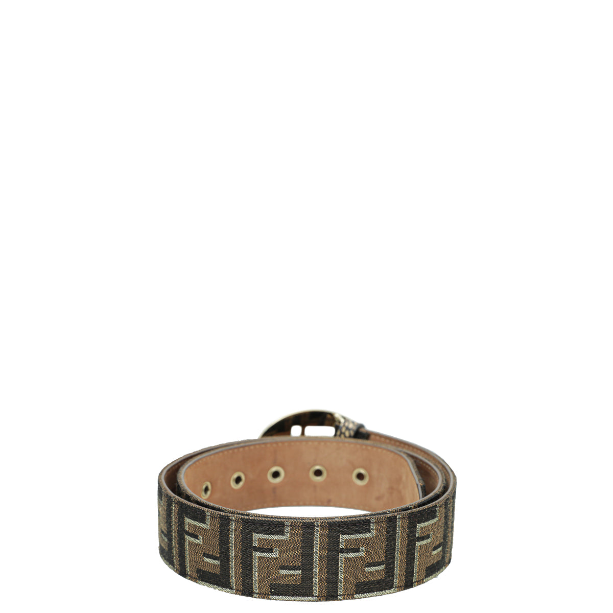 Fendi Metallic Tobacco Zucca Buckle Belt 36