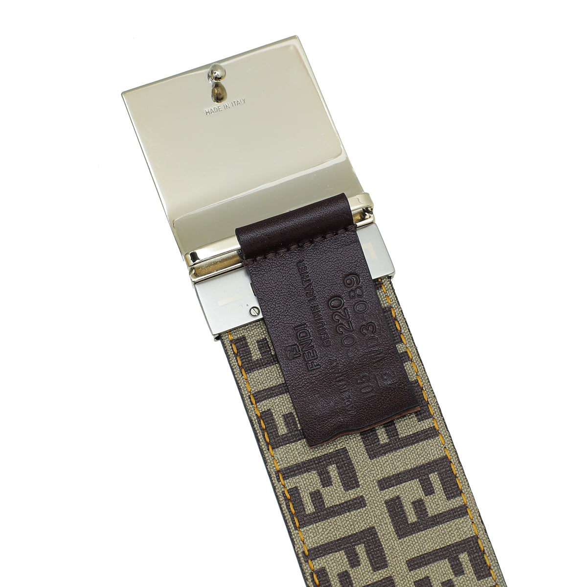 Fendi Bicolor Zucca Zucchino Reversible Buckle Belt 42