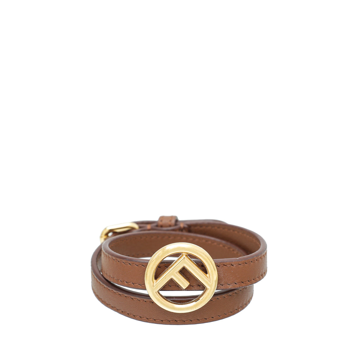 Fendi Brown F is Fendi Double Wrap Medium Bracelet