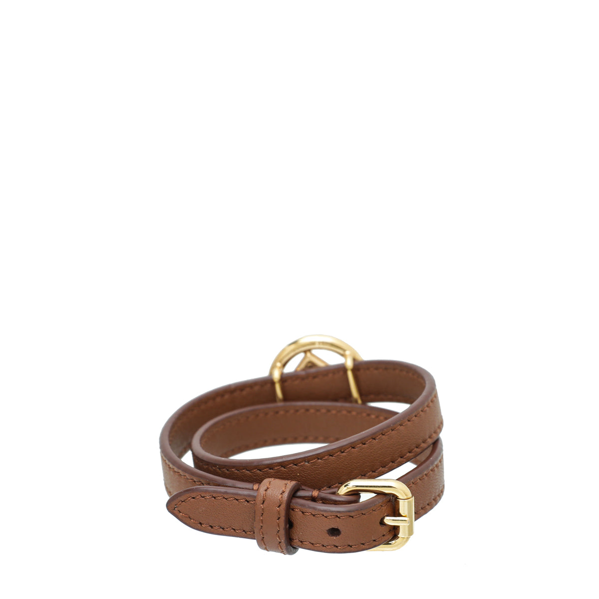 Fendi Brown F is Fendi Double Wrap Medium Bracelet