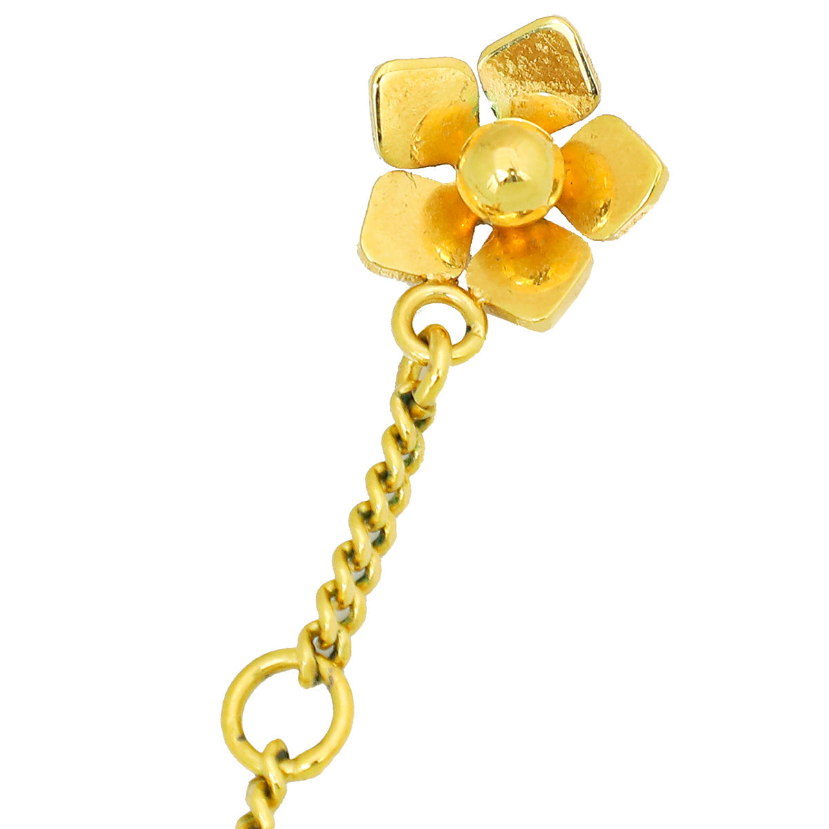 Fendi Two Tone Flower Pendant Long Necklace