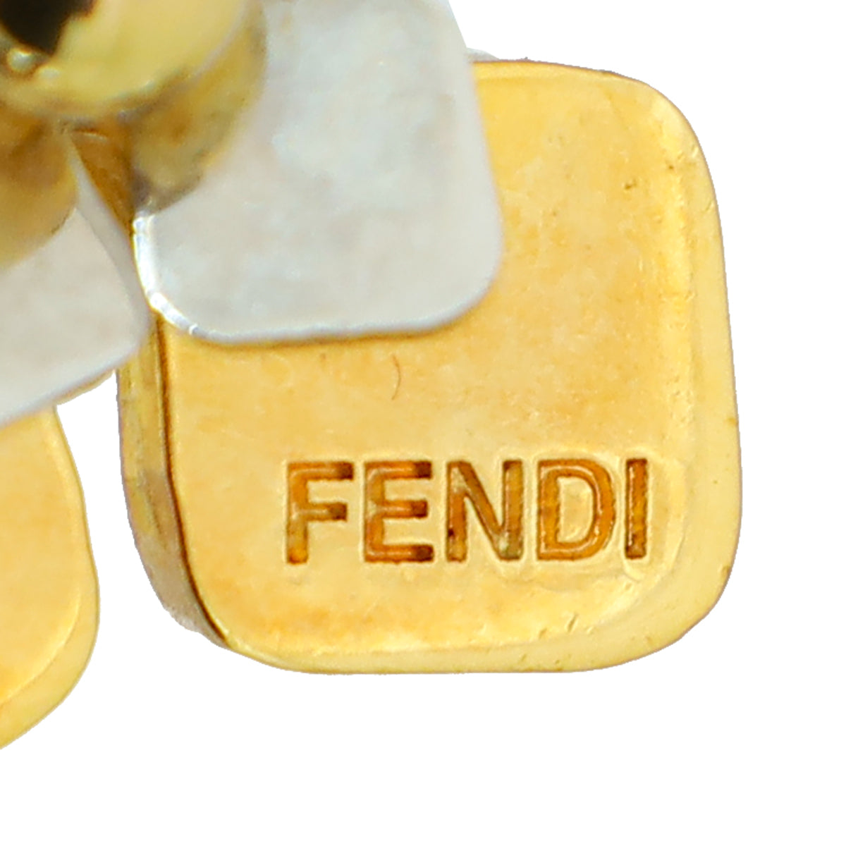 Fendi Two Tone Flower Pendant Long Necklace