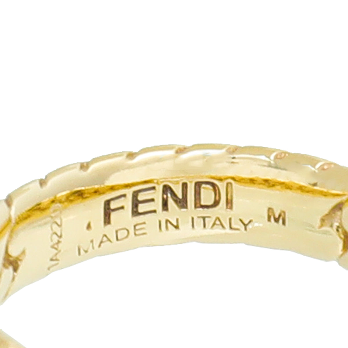 Fendi Gold Finish Chain Link Baguette Ring Medium