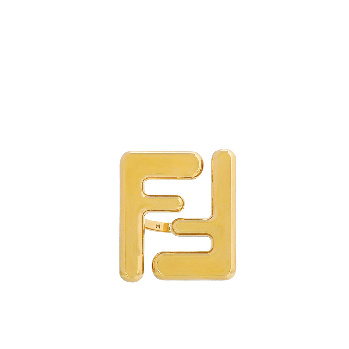 Fendi Gold Finish "Forever Fendi" Maxi Logo Ring Medium