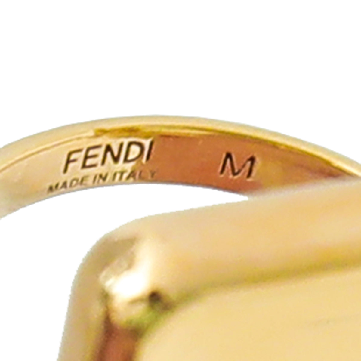 Fendi Gold Finish "Forever Fendi" Maxi Logo Ring Medium