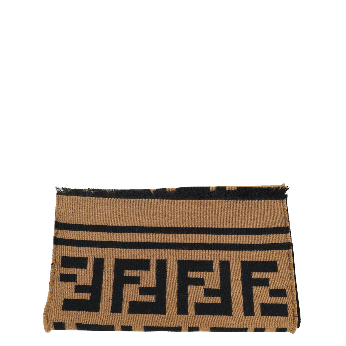 Fendi Grey FF Logo Timeless Wool and Silk Scarf