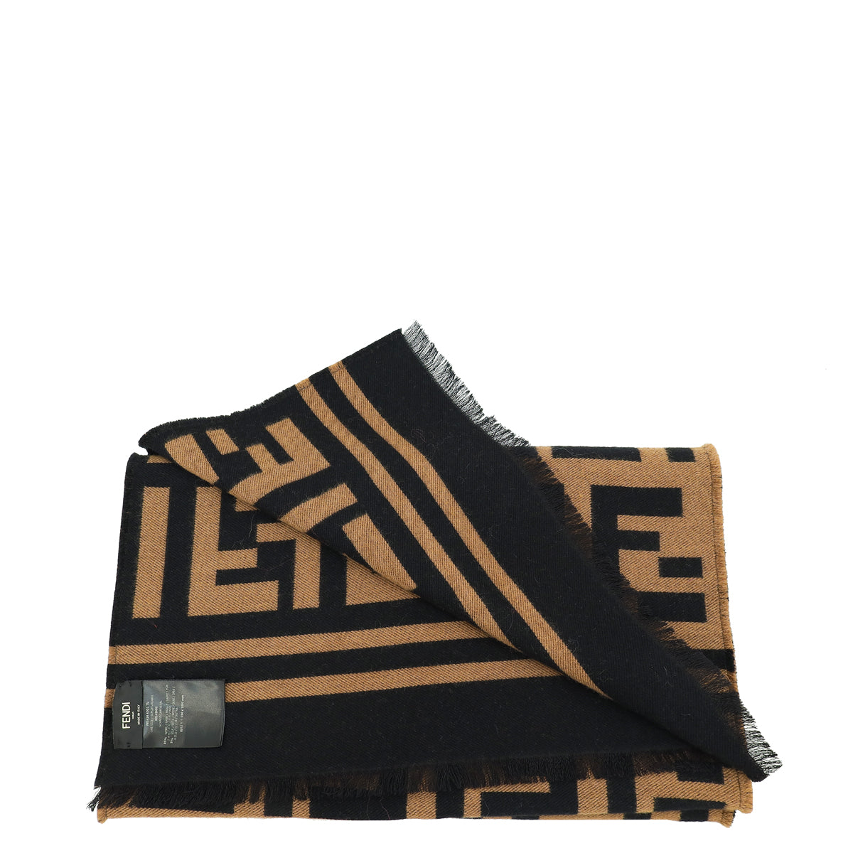 Fendi Grey FF Logo Timeless Wool and Silk Scarf