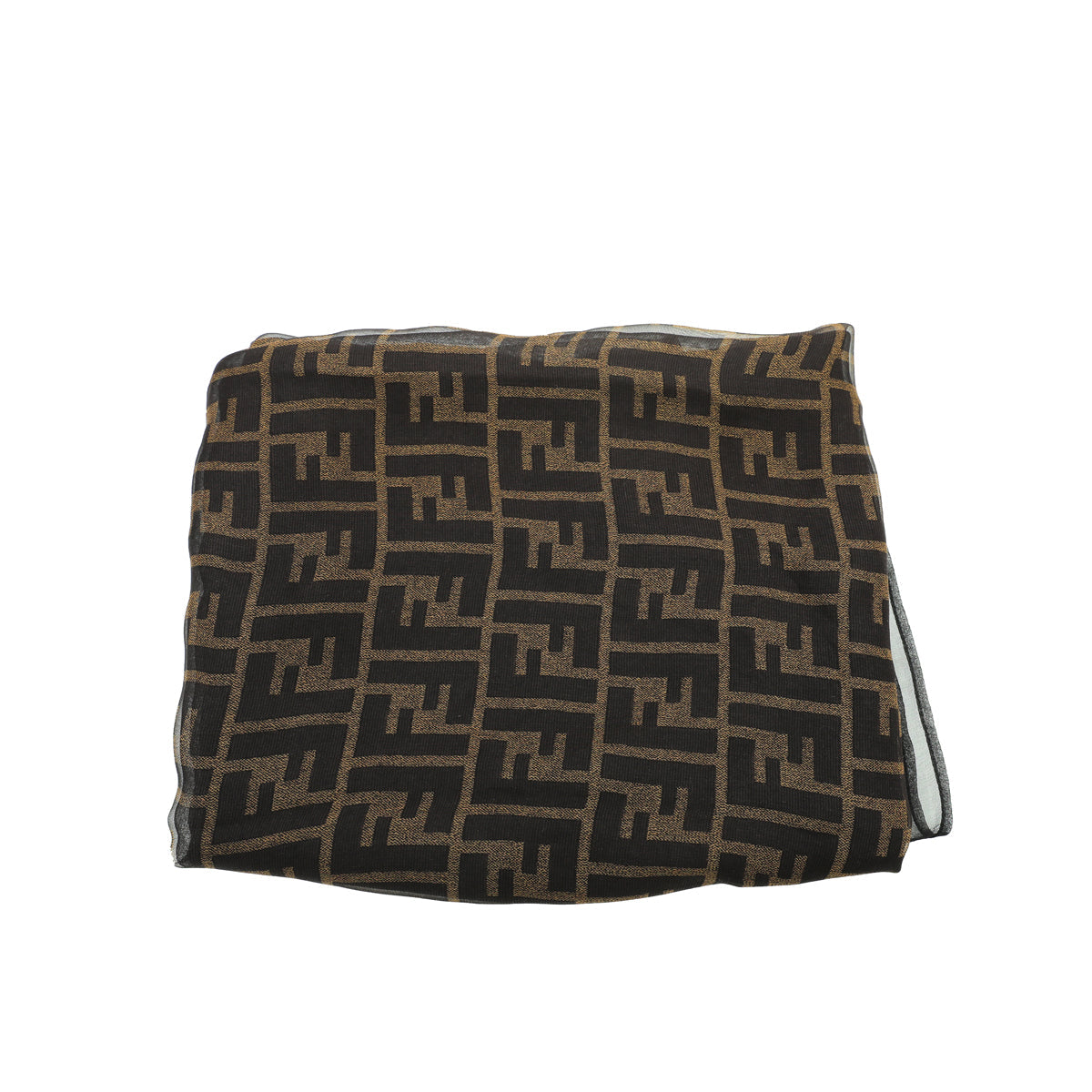 Fendi Brown FF Fendi Logo Silk Scarf