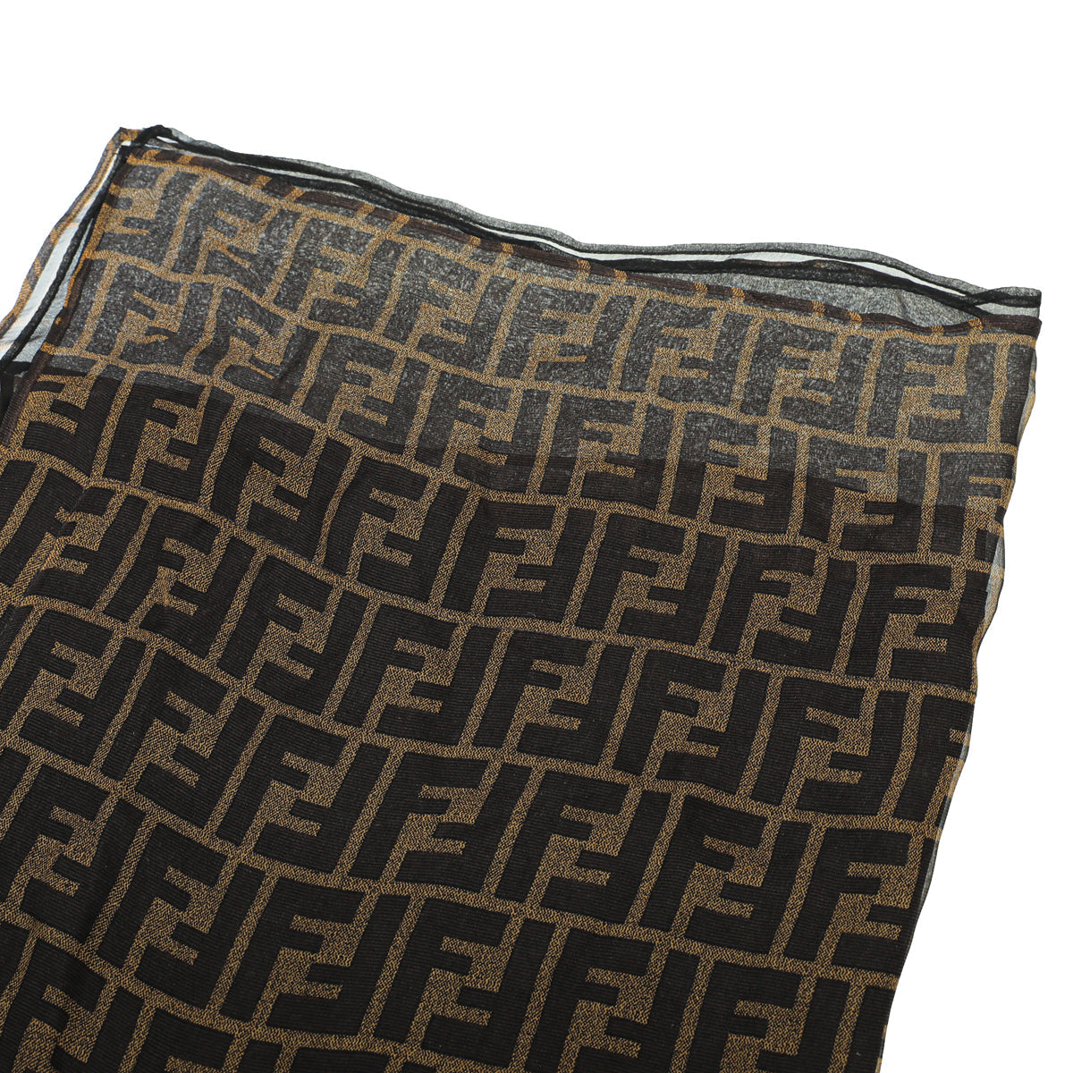 Fendi Brown FF Fendi Logo Silk Scarf