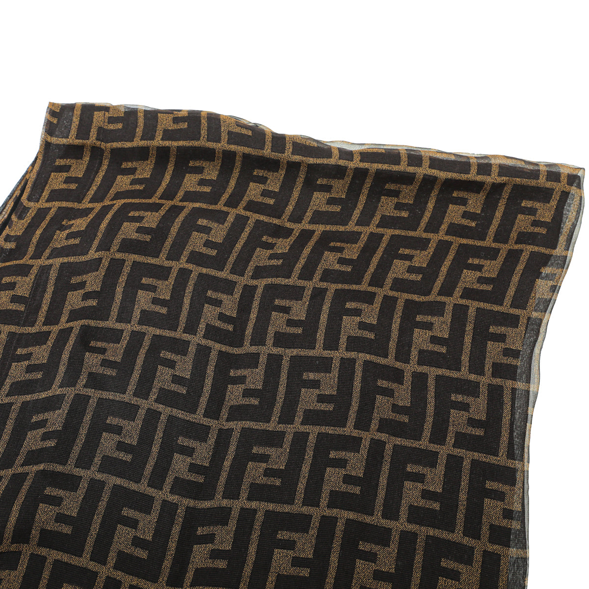 Fendi Brown FF Fendi Logo Silk Scarf