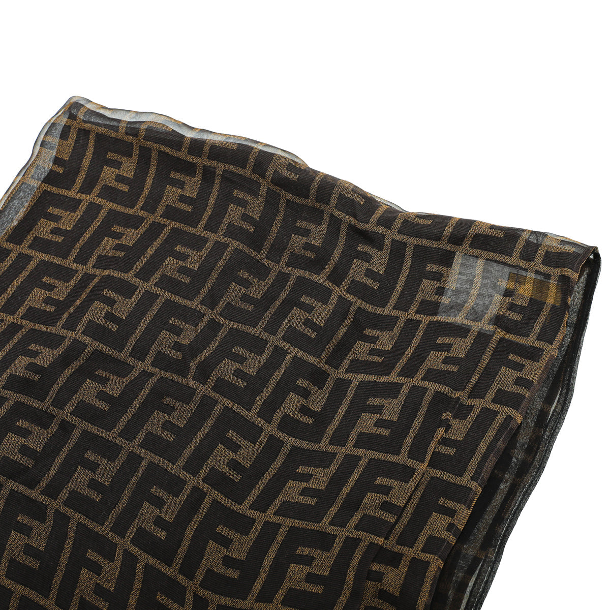 Fendi Brown FF Fendi Logo Silk Scarf