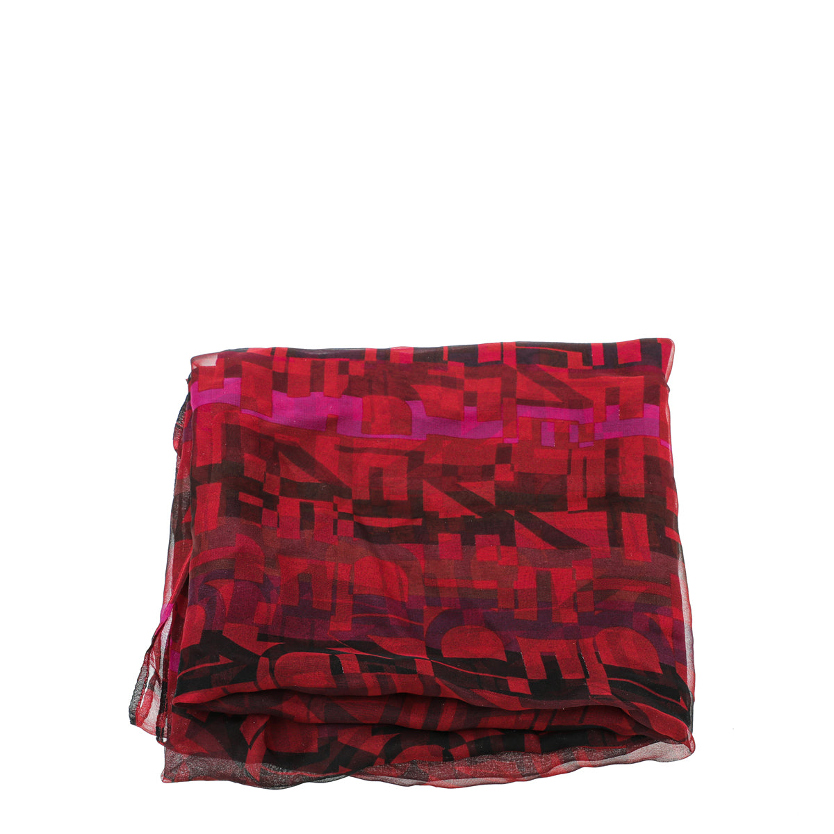 Fendi Red Fendi Letters Logo Silk Scarf