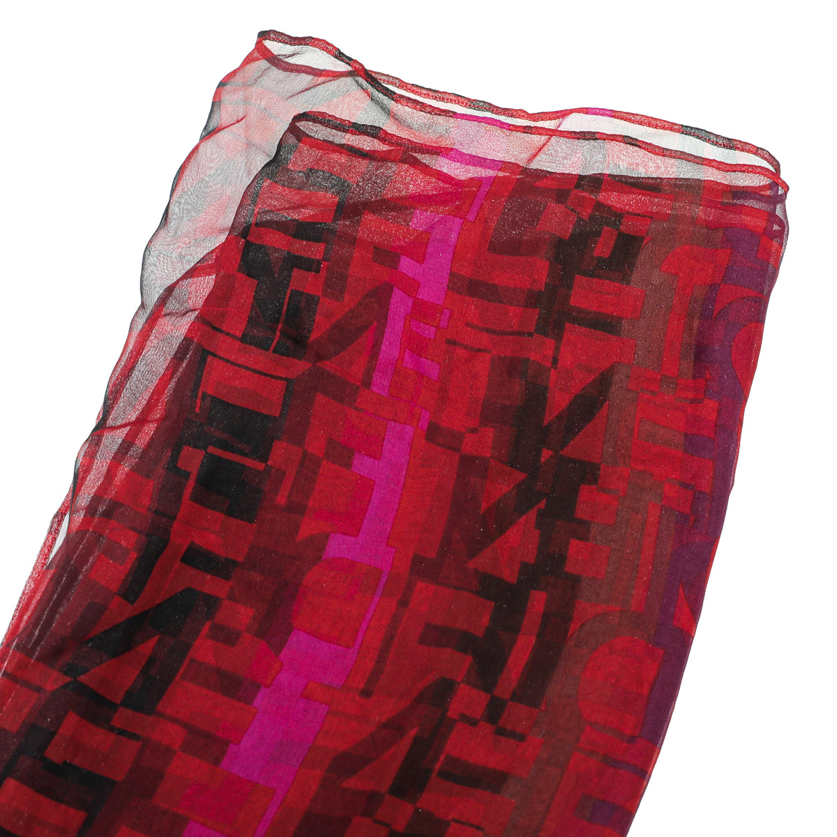 Fendi Red Fendi Letters Logo Silk Scarf