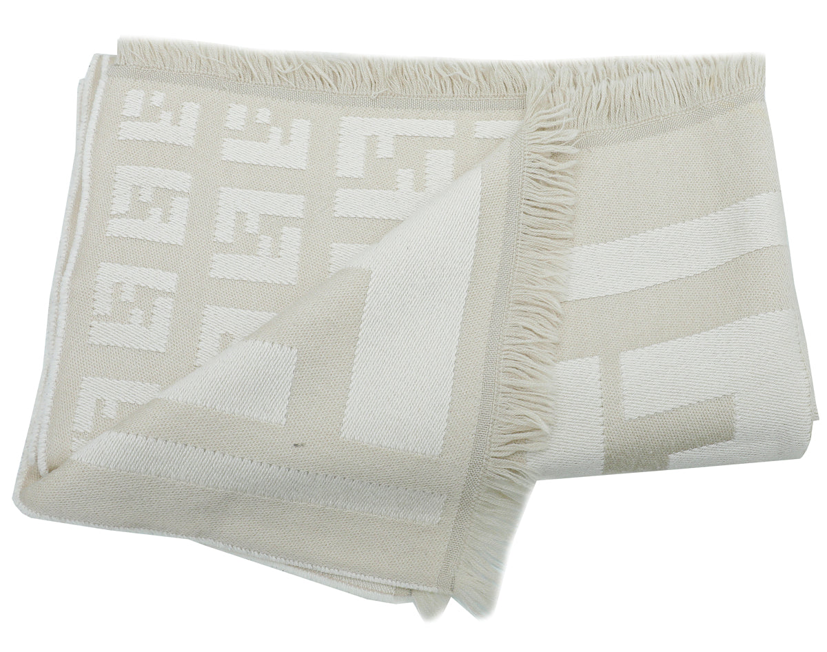 Fendi Beige FF Signature Wool Scarf