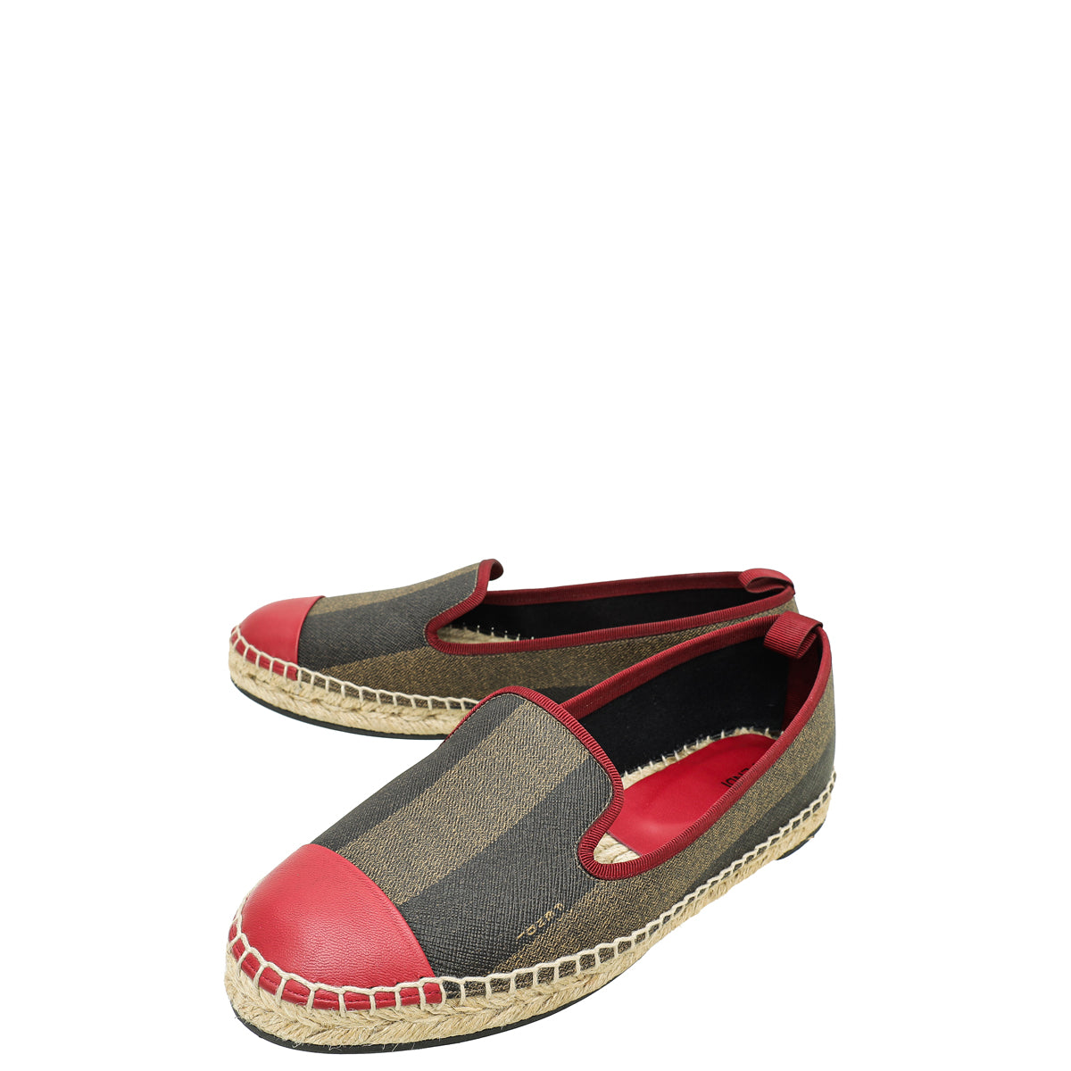 Fendi Bicolor Pequin Flat Espadrille 37.5