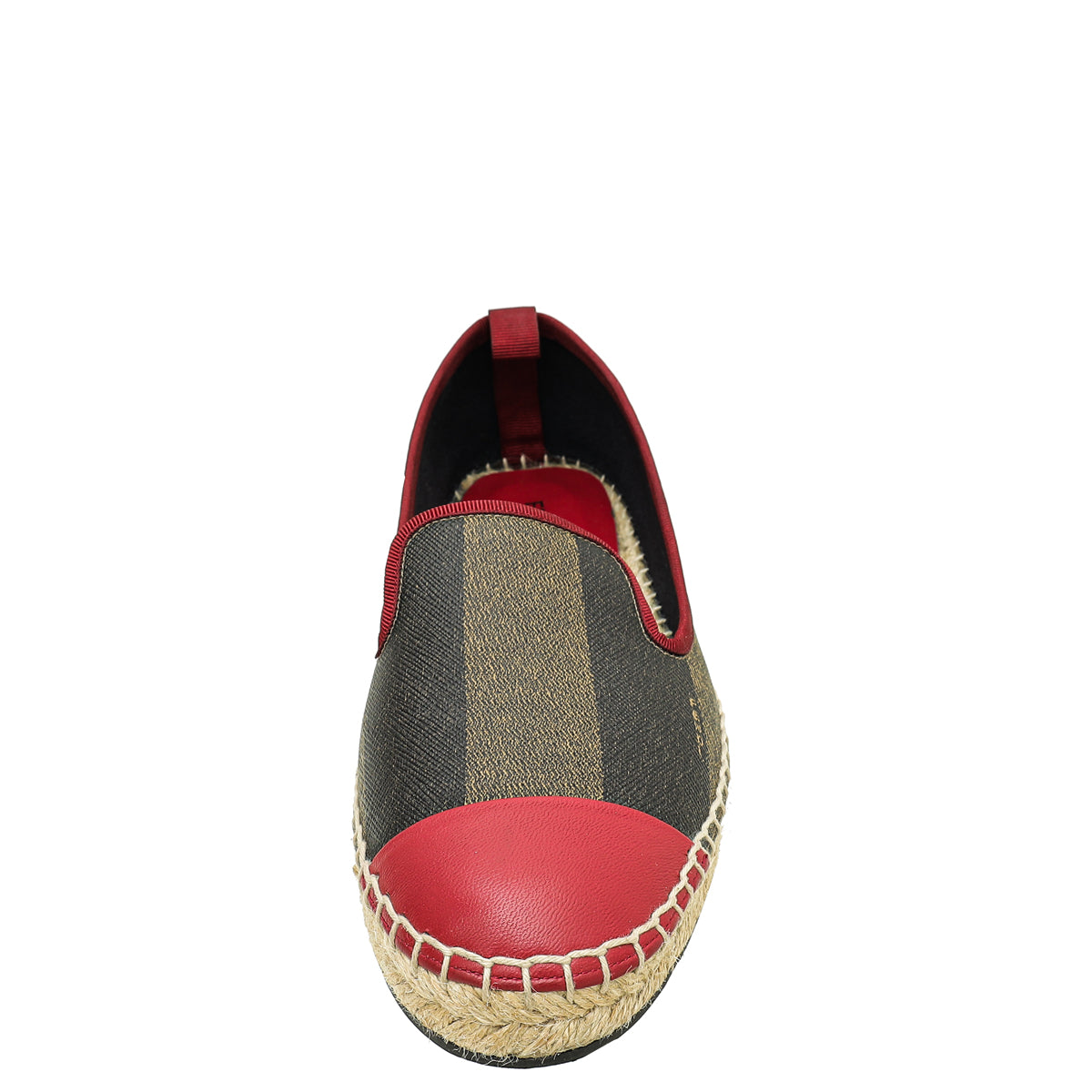 Fendi Bicolor Pequin Flat Espadrille 37.5